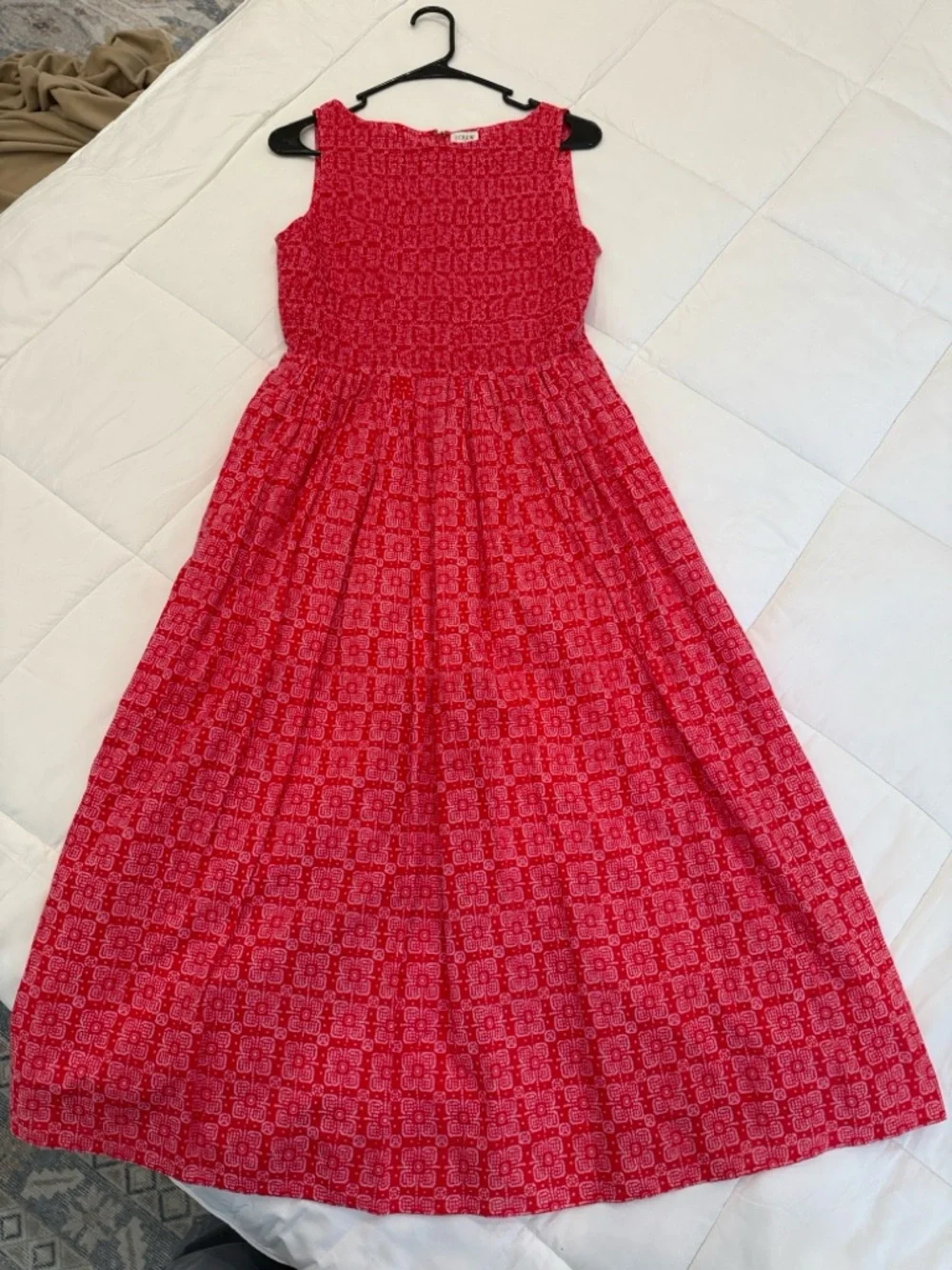 ❤️NWT❤️ J.Crew Factory • Smocked
Boatneck Midi Dress Cerise Lotus • Small - Picture 2 of 14